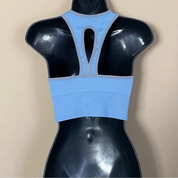 Tahari Sport Blue Camo Print Sports Bra Active Top - Picture 2 of 7